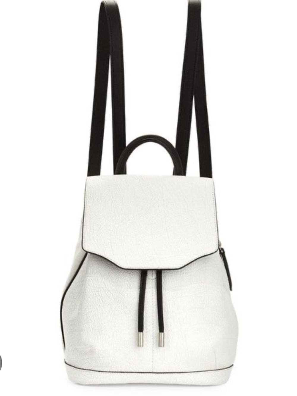 rag & bone White Pebbled Leather Backpack with Black Trim